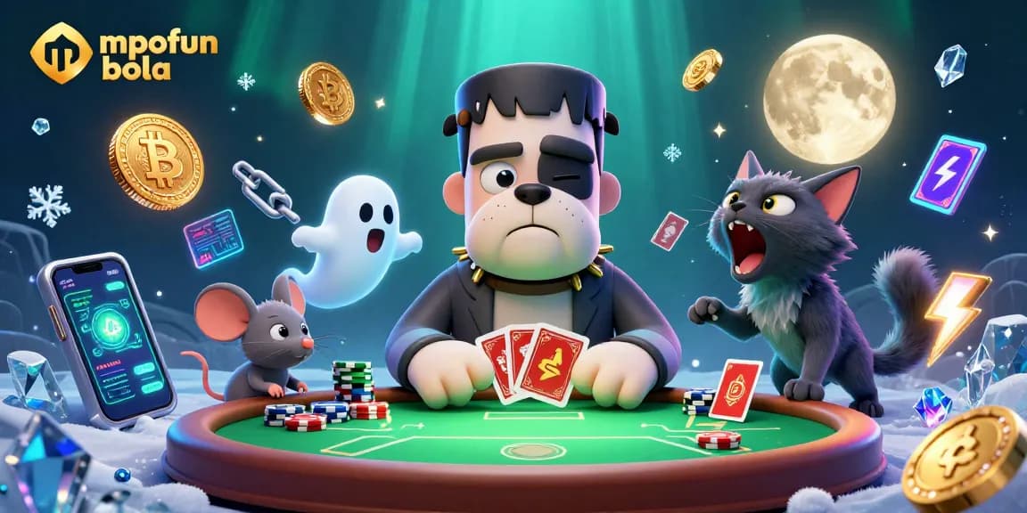 Bet big with mpofun bola at lively poker tables featuring ghostly mice and striking crypto elements.