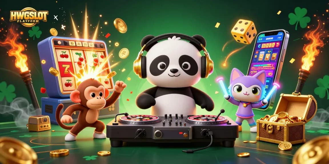 Experience vibrant games on the HWGSLOT PLATFORM with lively characters and casino elements.