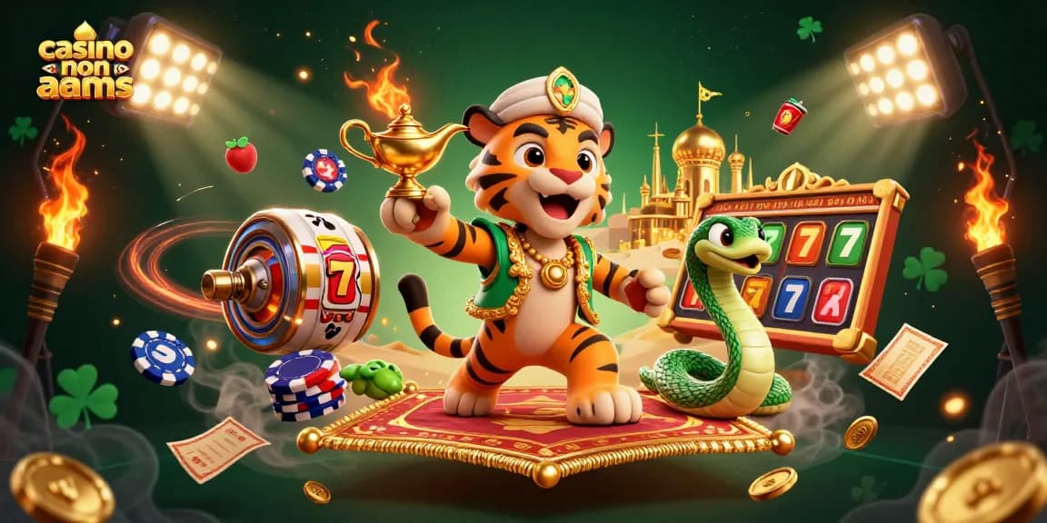 Gioca nei casinò non AAMS, con il sultano in volo su un tappeto di fiches tra slot e premi d'oro.
