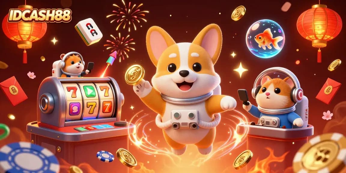 Engage with stunning IDCASH88 slot games in a vibrant cosmic casino setting.