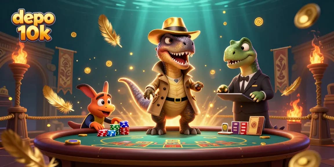 Menangkan taruhan di depo 10k dengan menyaksikan velociraptor, stegosaurus, dan compy di meja blackjack.