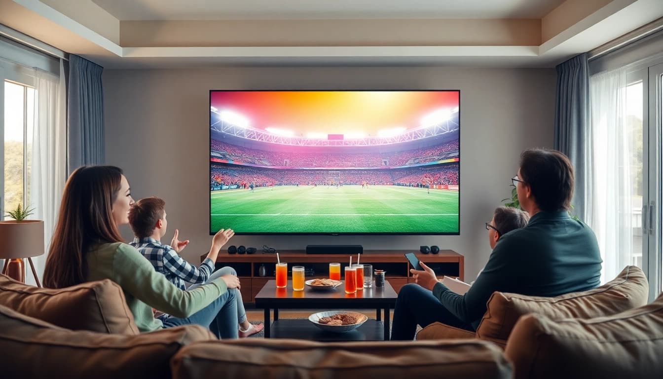 Menyaksikan situs nobar dengan teman-teman di ruang tamu yang nyaman.