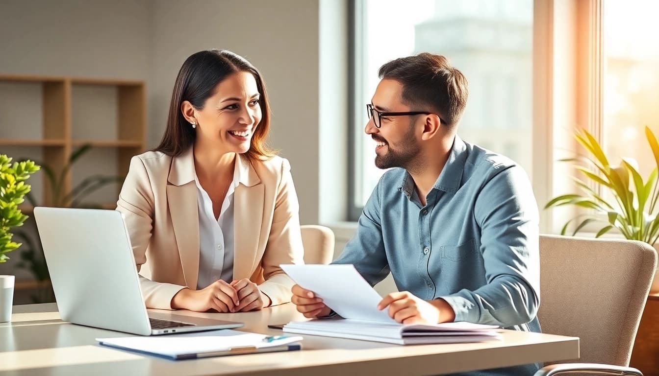 How to find my perfect career with a professional advisor in a bright office setting.