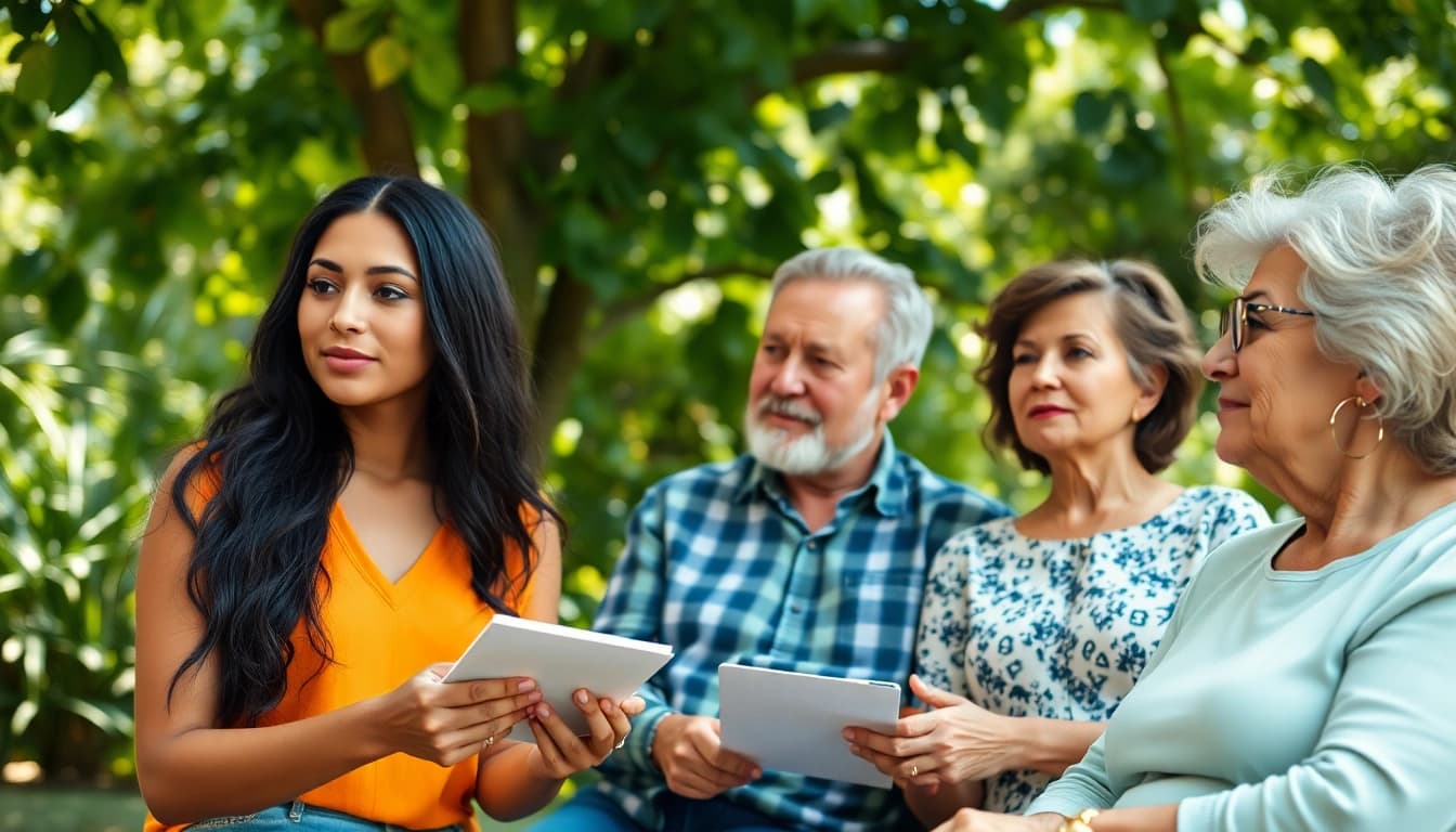 Engaging Life Coaching session in nature fostering connection and personal growth.