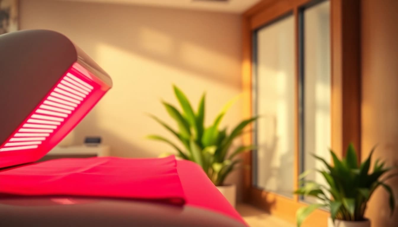 Experience red light bed therapy St. Albert in a serene wellness clinic setting with calming green décor.