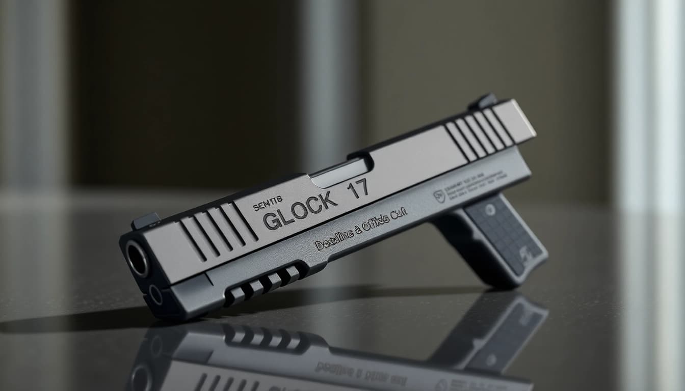 Glock 17 MOS slide featuring precision optics ready design with sleek metallic finish.