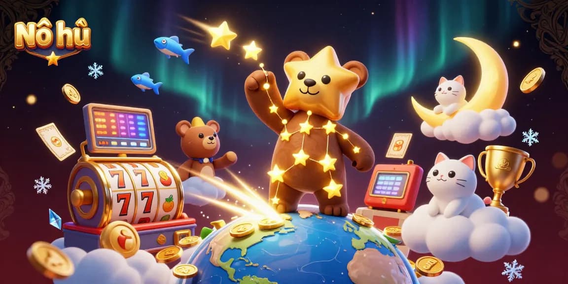 Nổ hũ slot game scene with a constellation bear and rich casino elements for players.