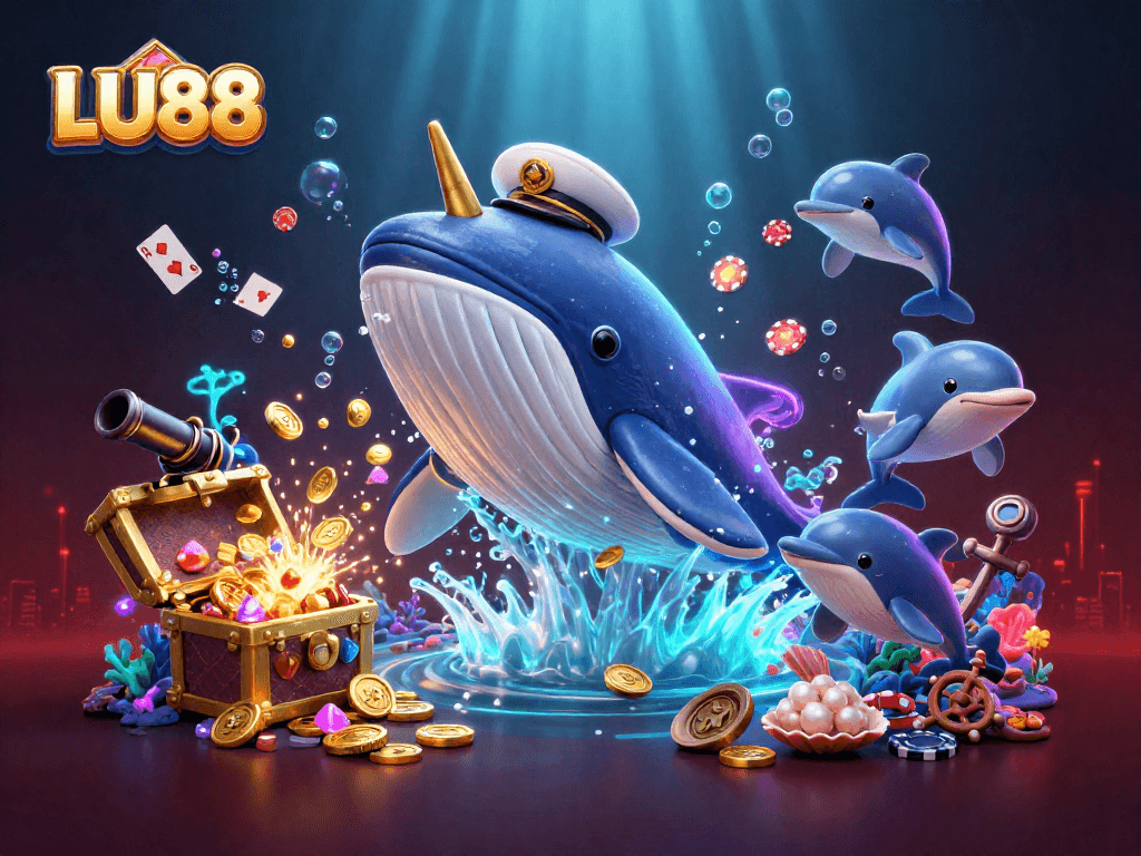 Experience LU88's thrilling underwater casino with playful sea creatures and treasures.