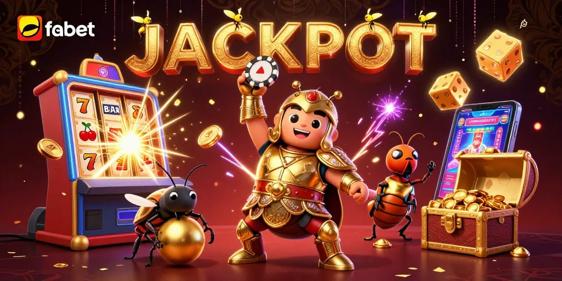 Experience the excitement of fabet with a lively scene celebrating wins in online casinos.