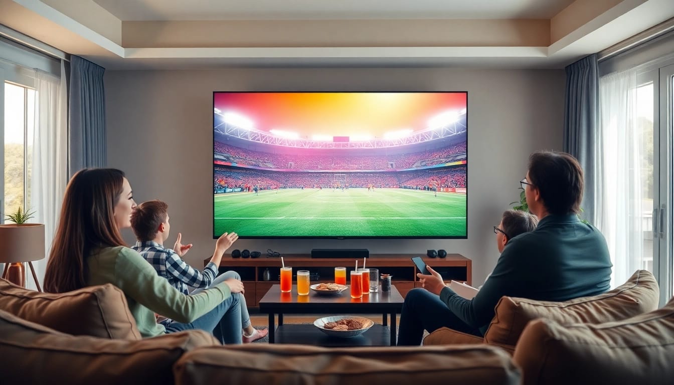 Menyaksikan situs nobar dengan teman-teman di ruang tamu yang nyaman.