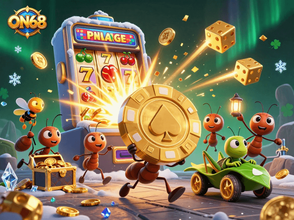 Experience ON68 with a lively heist theme featuring charming characters and dynamic casino elements.