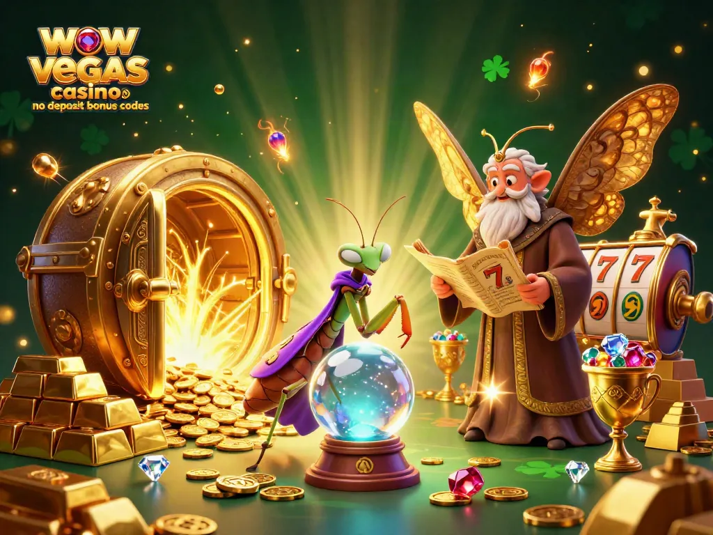 Engage with wow vegas casino no deposit bonus codes in a vibrant, colorful 3D casino scene filled with characters and treasures.