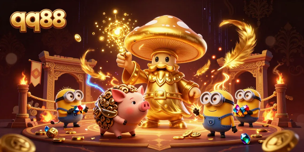 Experience the thrill of qq88 as the golden mushroom wizard and friends bring magic to the casino.