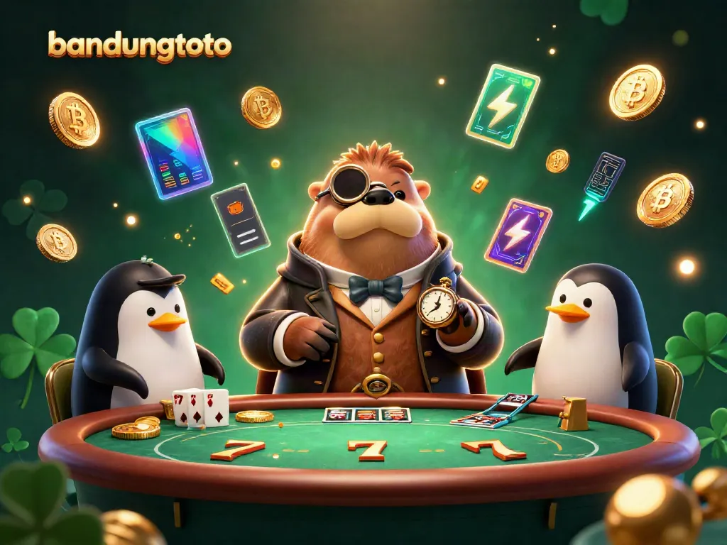 Engage with bandungtoto gameplay featuring a walrus at an underwater poker table surrounded by crypto-themed elements.
