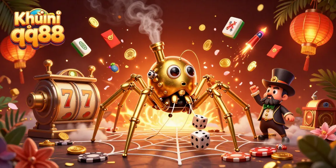 Engage with Khuyến mãi qq88 in a vibrant 3D casino scene featuring golden elements and lucky symbols.