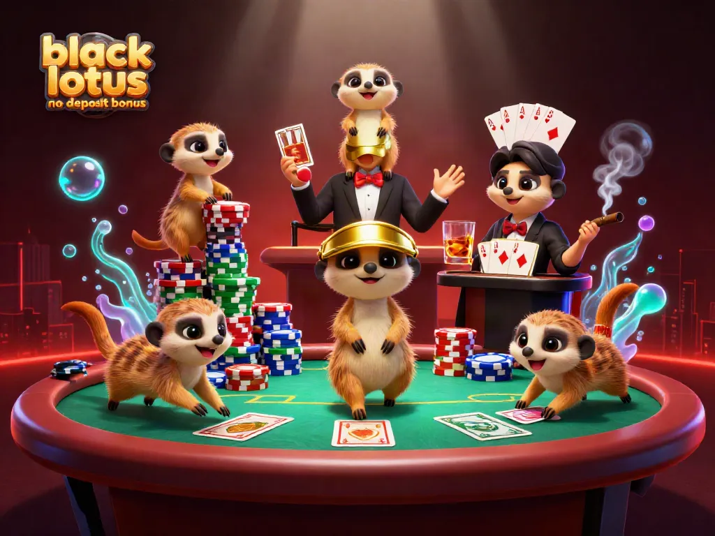 Experience the excitement of the black lotus no deposit bonus with energetic meerkats at the casino.