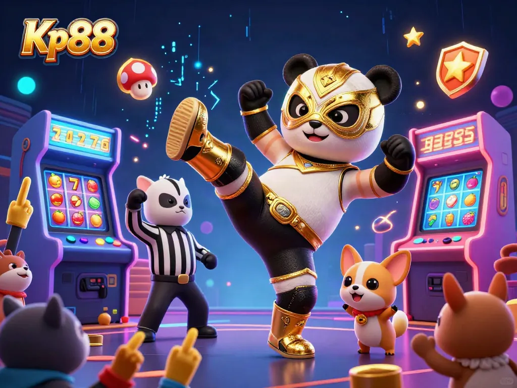 Kp88 brings energetic slot gaming to life with an exciting 3D scene featuring animated characters and interactive elements.