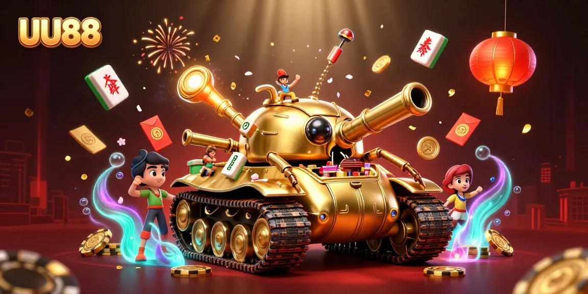 Experience thrilling gaming action with UU88 in an intricate casino scene featuring a unique beetle tank.