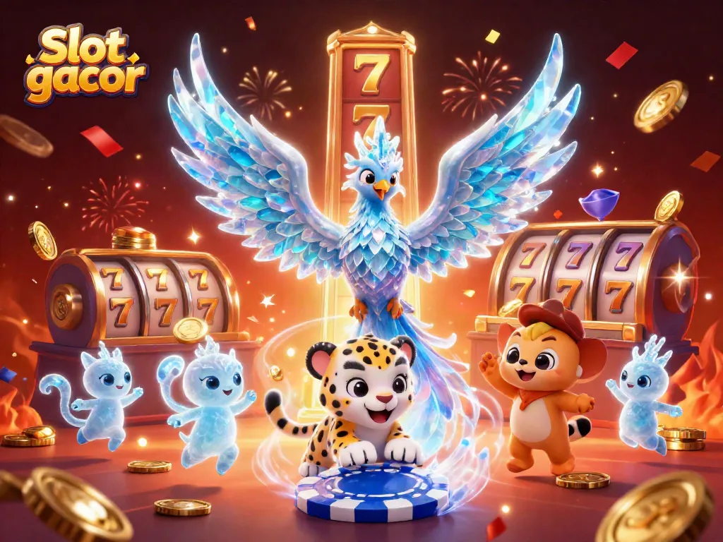 Spin the reels with Slot gacor in this vibrant 3D fantasy casino scene featuring intricate characters.