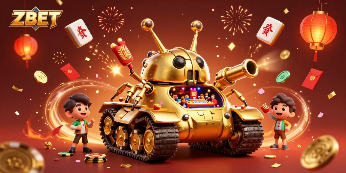 ZBET showcases an exhilarating casino atmosphere inside a golden beetle tank, with vibrant decorations and dynamic elements.