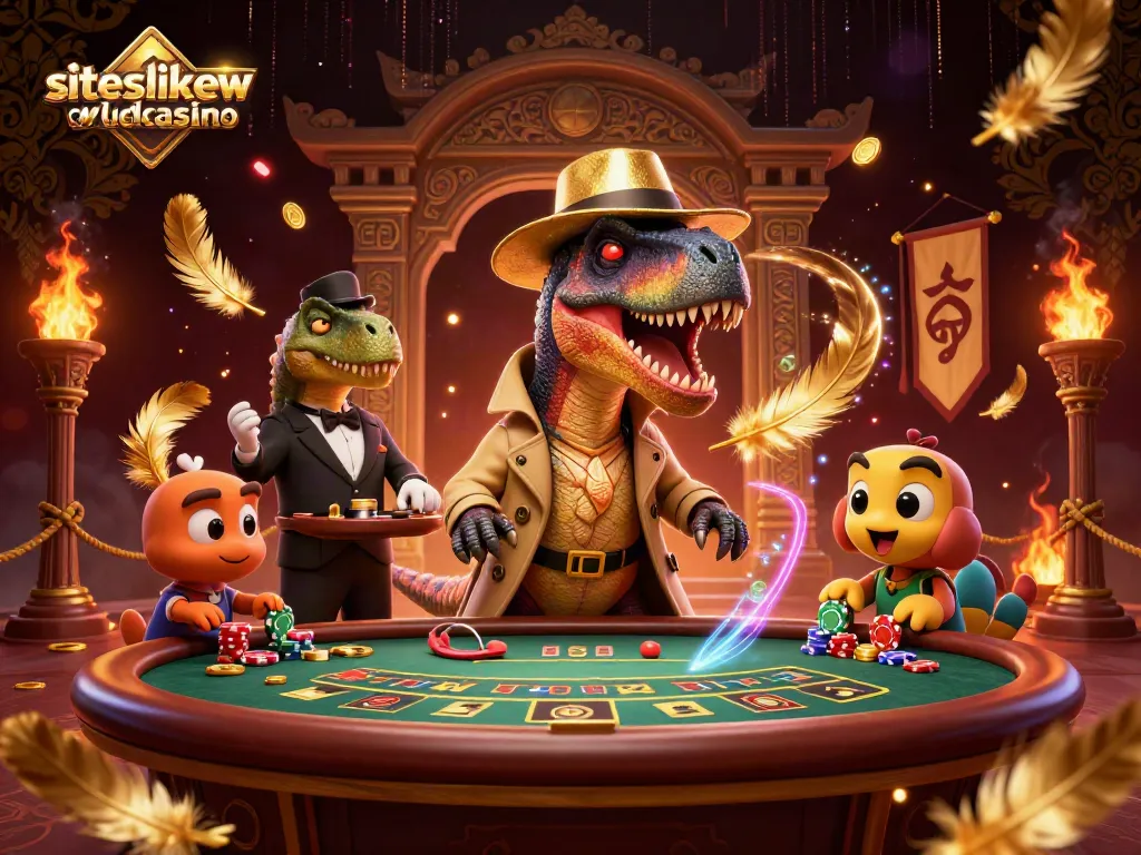 Experience the thrill at siteslikewildcasino, where a velociraptor takes on blackjack!