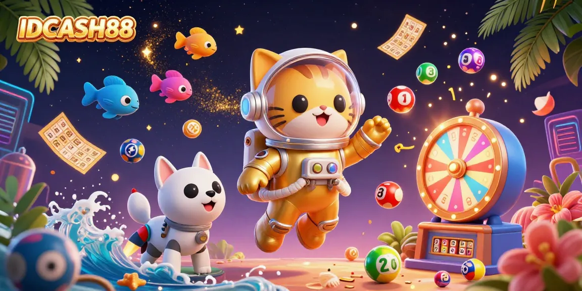 Experience thrilling online slots at IDCASH88 with dynamic lottery elements and vibrant casino visuals.