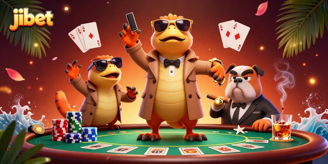 jibet showcases thrilling poker action with raptors in a trench coat at a VIP casino