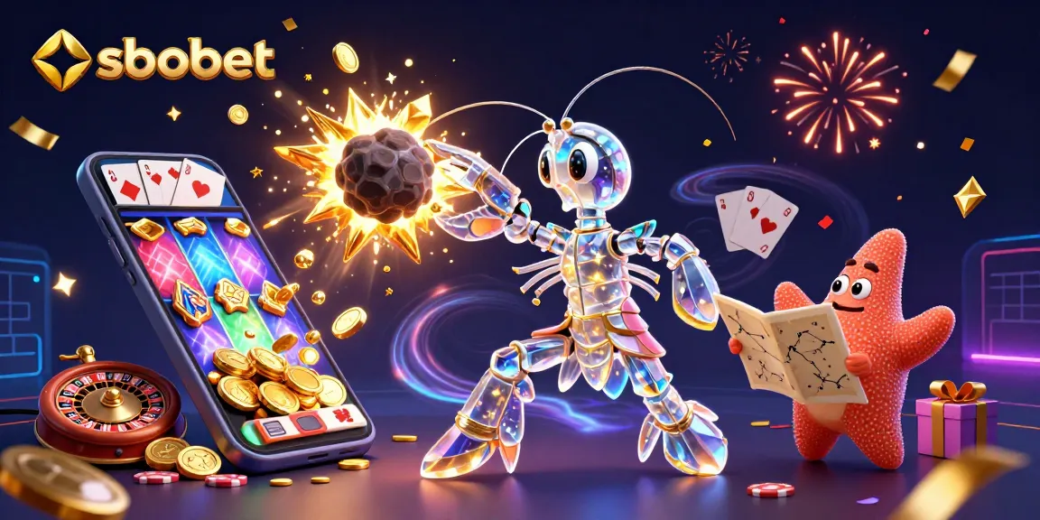 Experience the excitement of sbobet with a galactic samurai and starfish amidst casino elements.