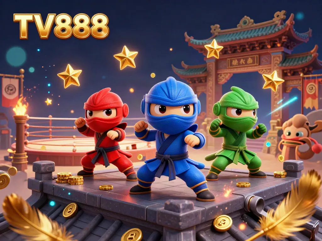 Experience the thrilling action with TV888 as ninja chameleons engage in casino-inspired battles.