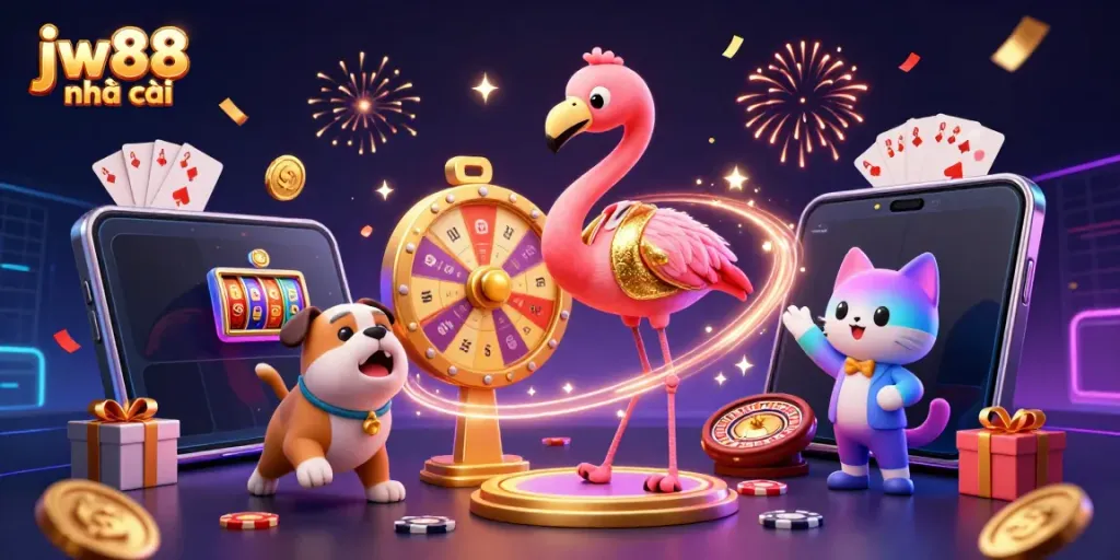 Engage with exciting games at jw88 nhà cái, featuring vibrant characters and dynamic casino elements.
