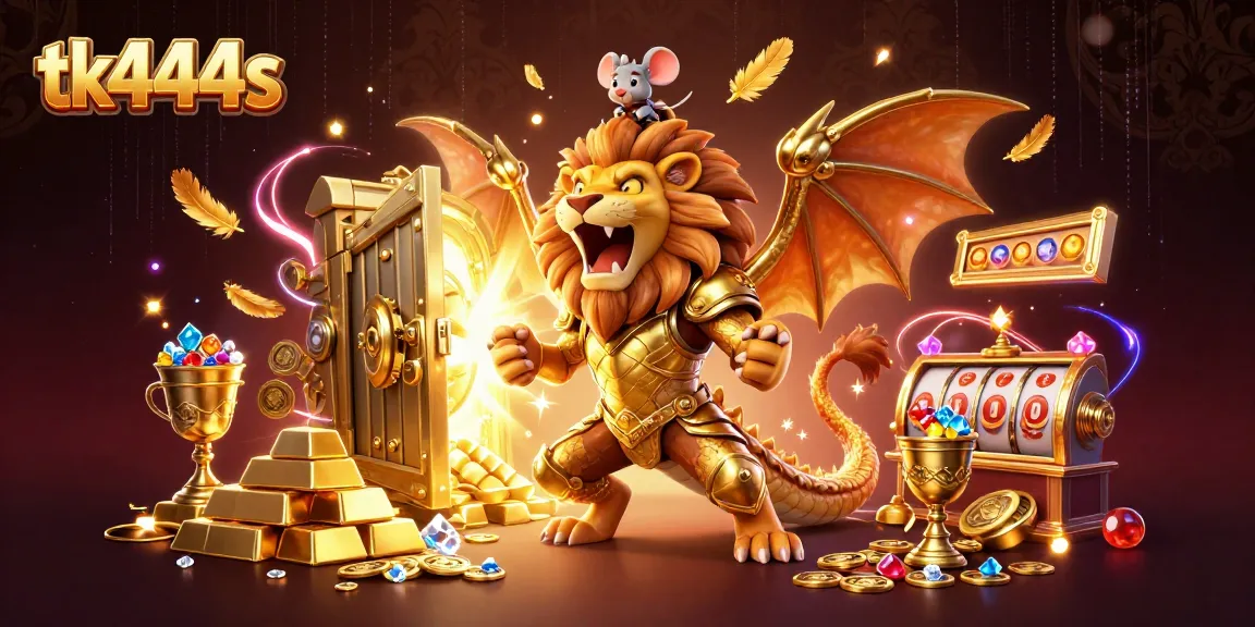 Experience winning moments with tk444s in a vibrant animated casino setting, showcasing treasures and excitement