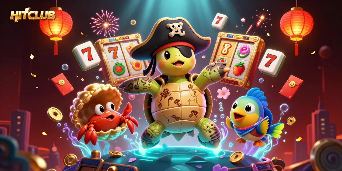 Engage in the exciting world of HITCLUB with vibrant casino elements like slots and treasures.