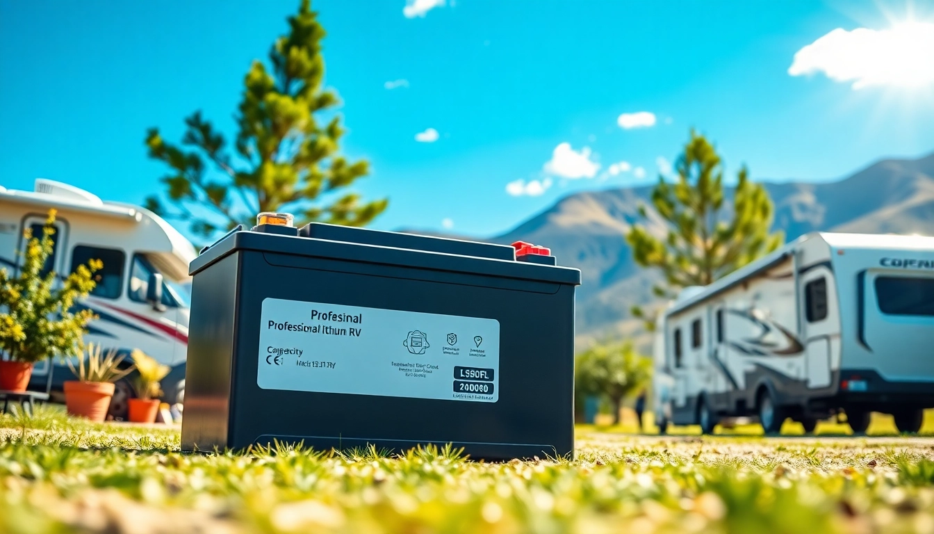 Showcasing lithium RV batteries in an outdoor campsite setting, highlighting versatility and energy.