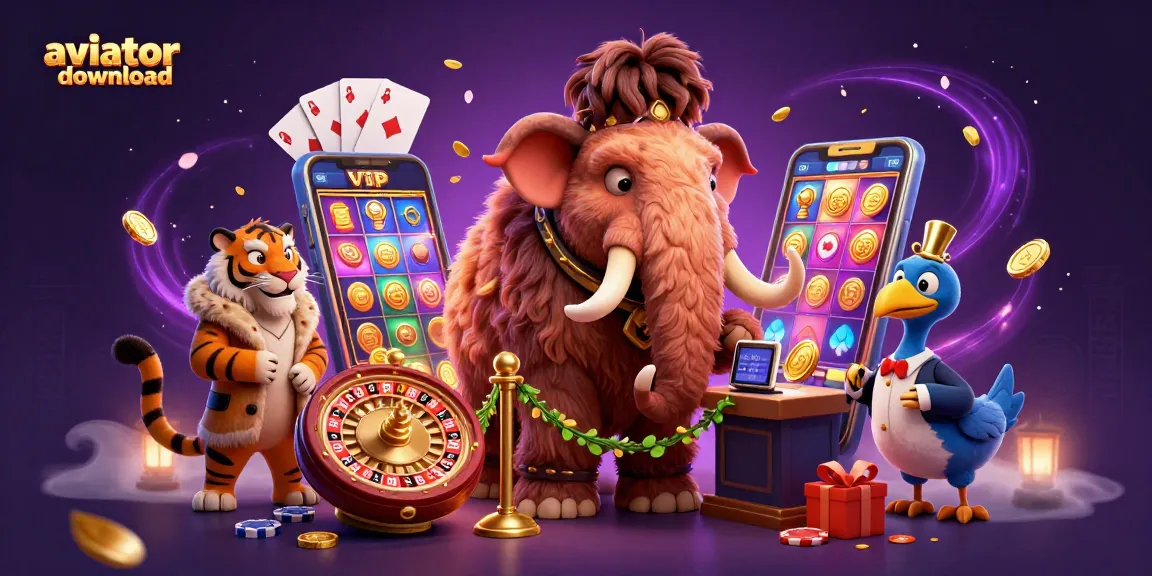 Experience thrilling action with the aviator download, featuring a vibrant scene of unique casino characters and games.