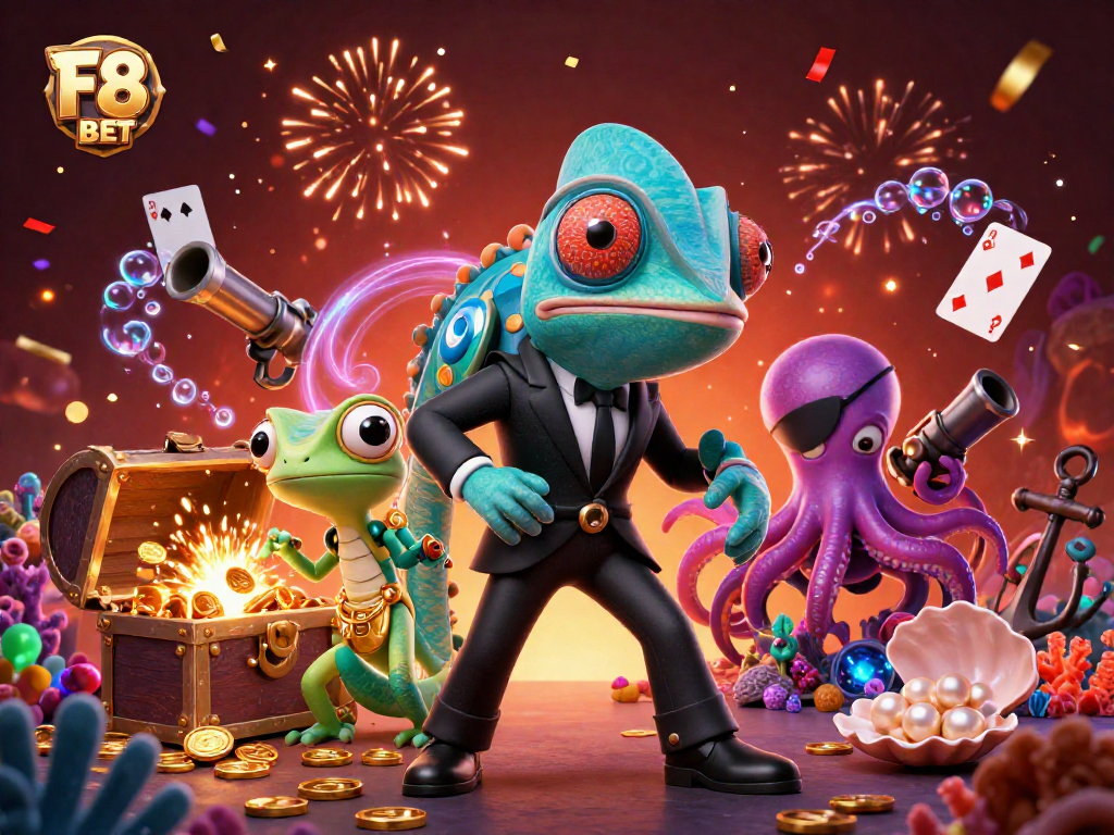 Experience exciting gameplay at F8 BET with vibrant characters and dynamic casino elements.