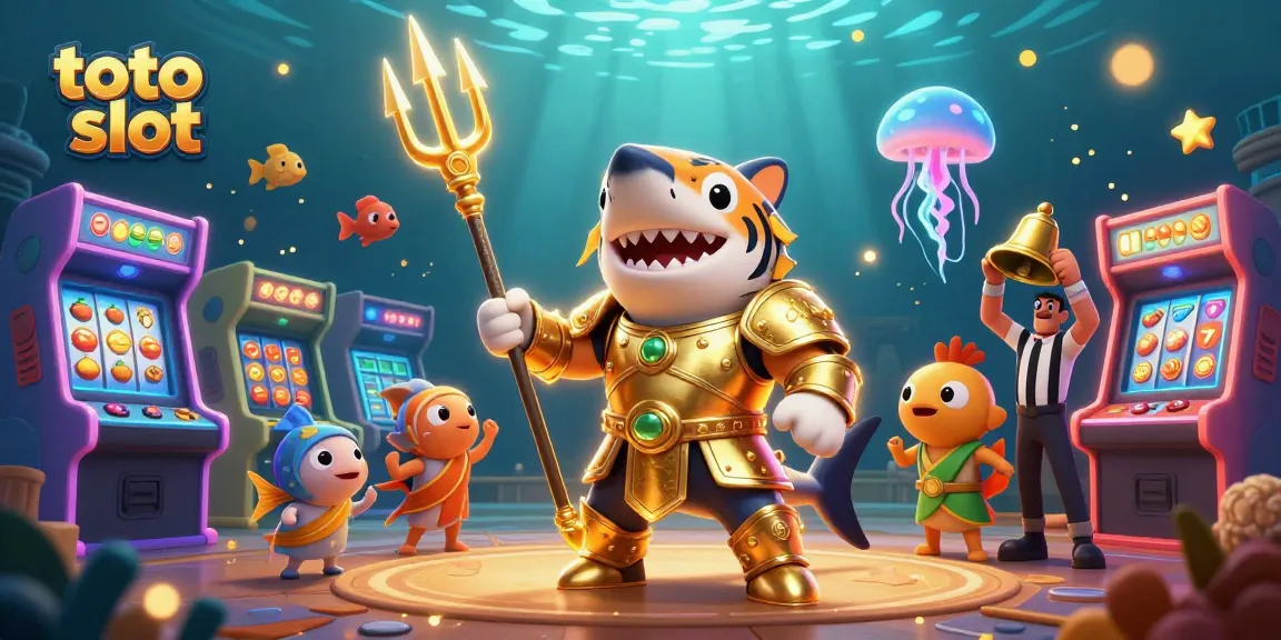 Permainan slot toto slot yang seru di bawah laut, ditampilkan dengan ikan dan elemen kasino berwarna cerah.