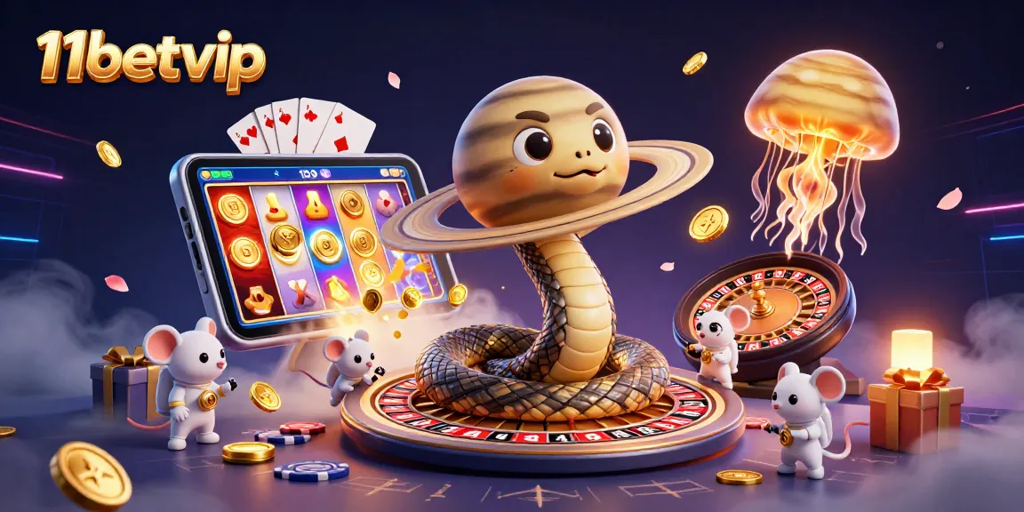 Witness the thrilling cosmos of 11betvip as astronaut mice bet on roulette rings with a golden jellyfish dealer.