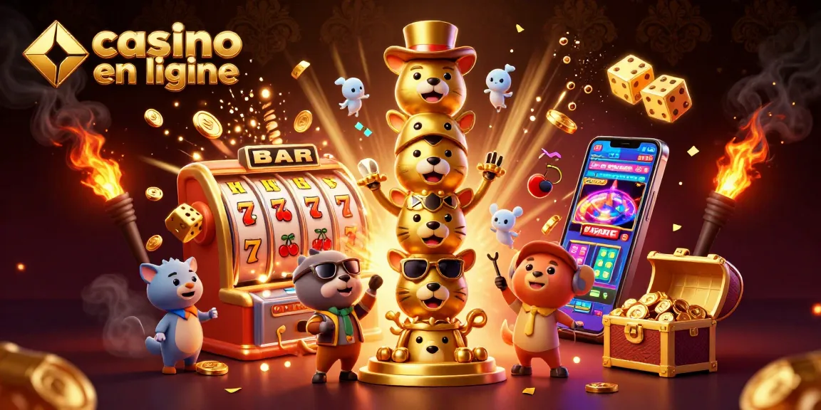 Jouer à des jeux de casino en ligne avec un totem doré et une machine à sous gagnante.