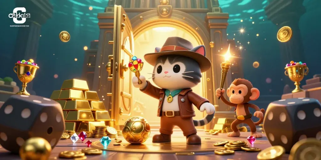 Cakhia TV brings an exciting adventure with cartoon characters exploring a casino artifact.