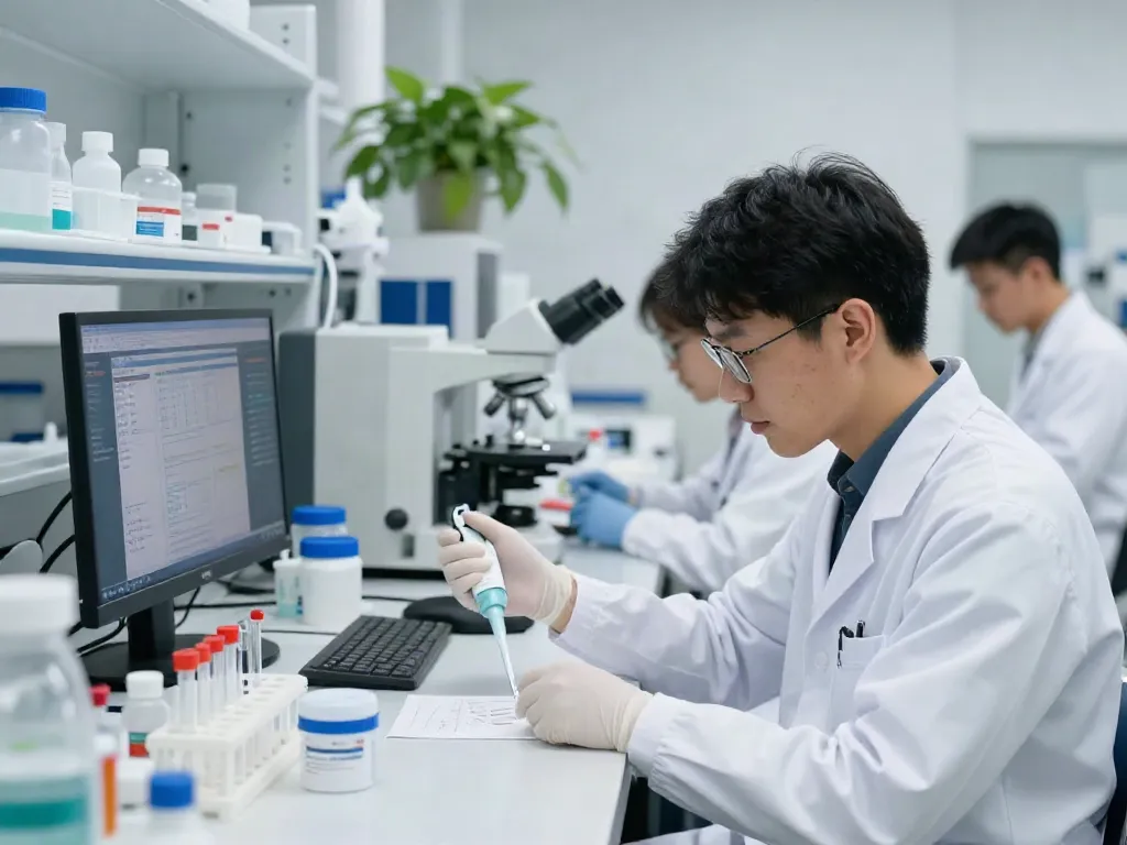Biobank for cancer research showcasing scientists analyzing samples in a modern lab