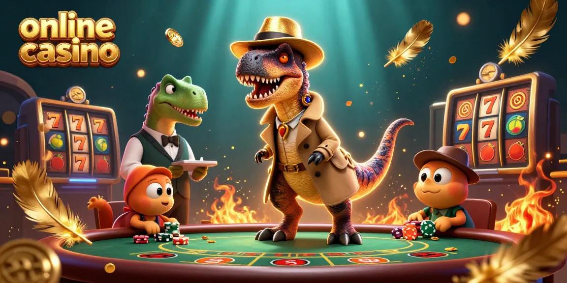 Nei migliori online casino, un velociraptor si presenta al tavolo di blackjack mentre un compy ruba fiches.