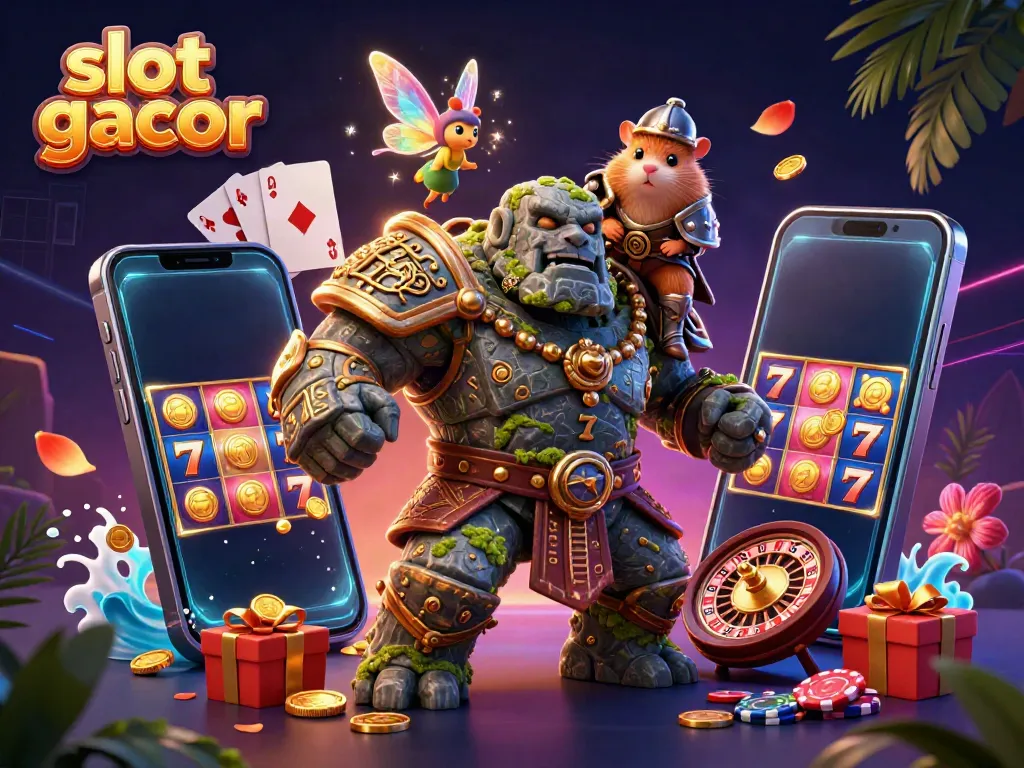 Experience the exciting world of slot gacor with a lively scene depicting colorful slot games and dynamic characters.