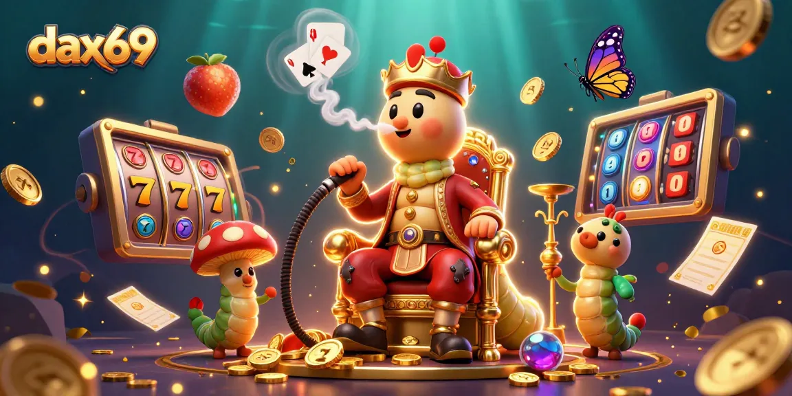 DAX69 memberikan pengalaman bermain yang menarik dengan simbol slot, jackpot, dan koin emas yang mengelilinginya.