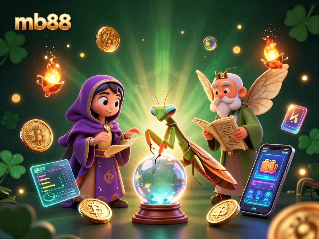 Experience mb88's vibrant casino universe with mystical characters and crypto elements.