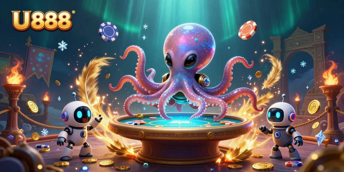 Join U 888's thrilling underwater poker adventure with an alien octopus and their robot companion.