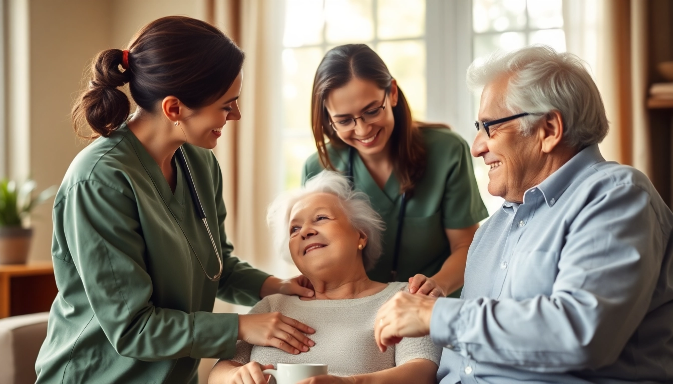 Seniors receiving compassionate care services in Kyle, TX with professional caregivers, fostering comfort and support.