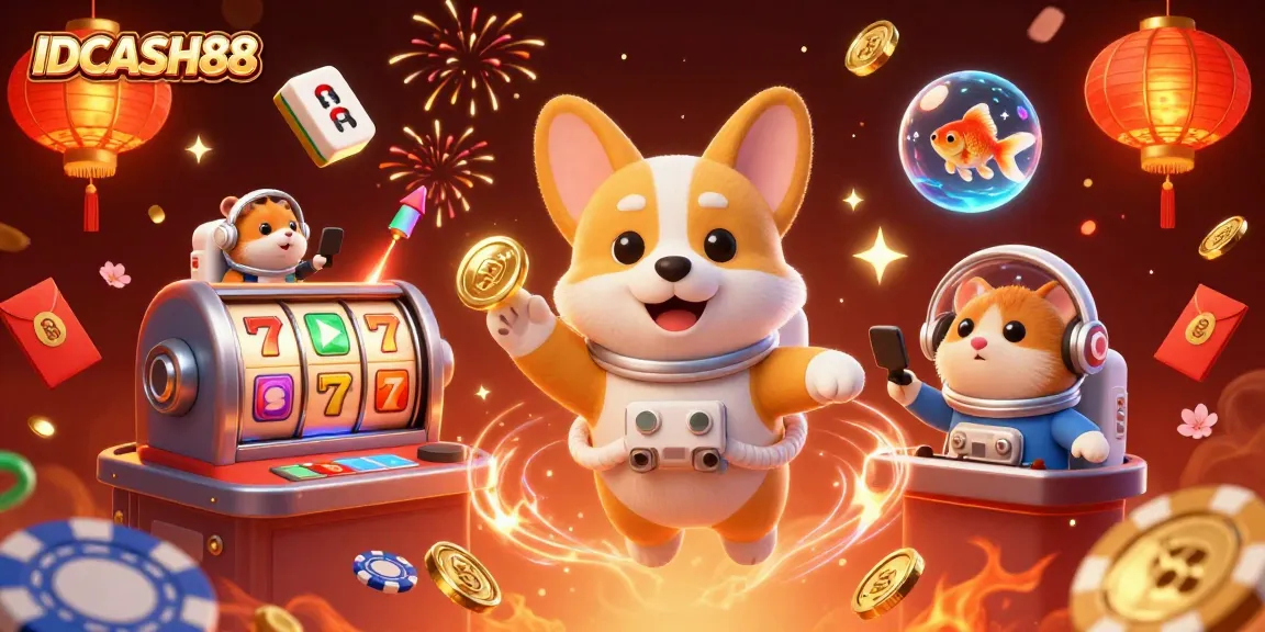 Engage with stunning IDCASH88 slot games in a vibrant cosmic casino setting.
