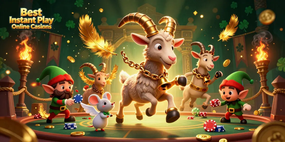 Experience the thrilling action at the Best Instant Play Online Casinos with this festive 3D illustration.