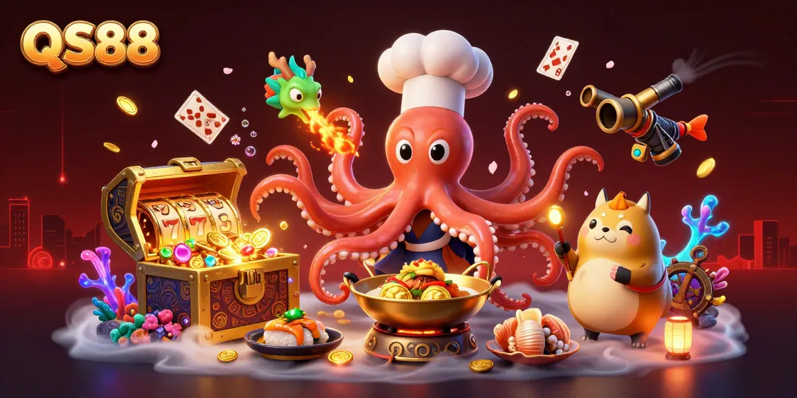 Experience QS88's exciting online casino atmosphere with vibrant characters in a colorful scene.