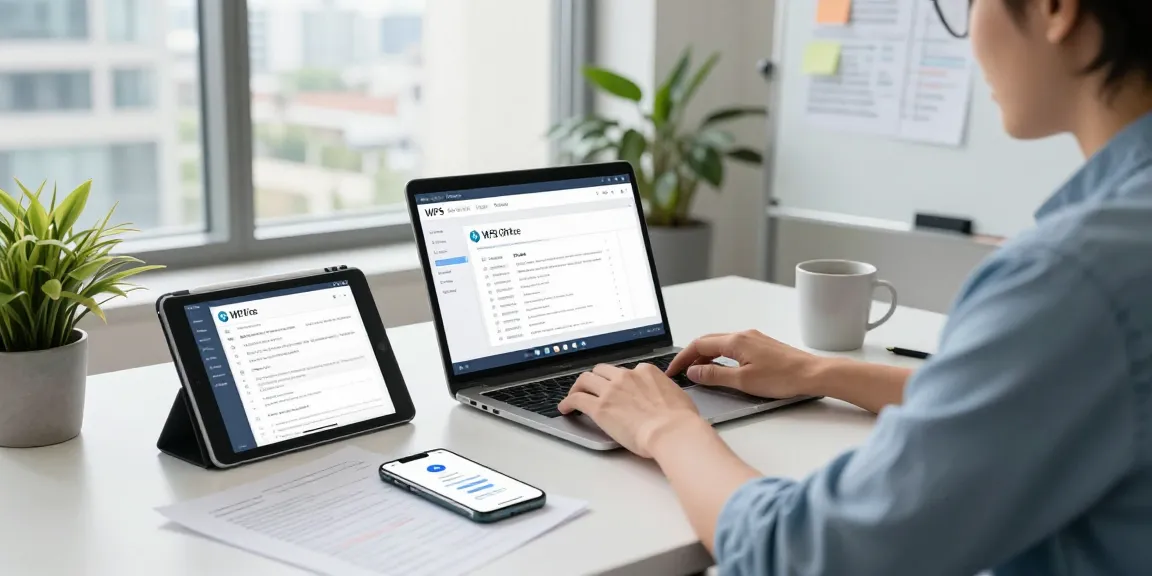 WPS Office 下载界面展示，现代化办公环境中的高效工作场景